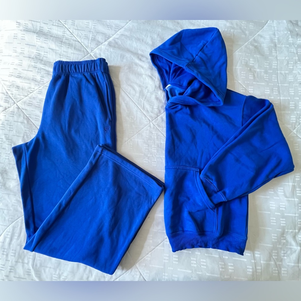 Fabletics Set - Cozy Fleece Hoodie and Wide Leg Sweatpants in Luminary Blue
